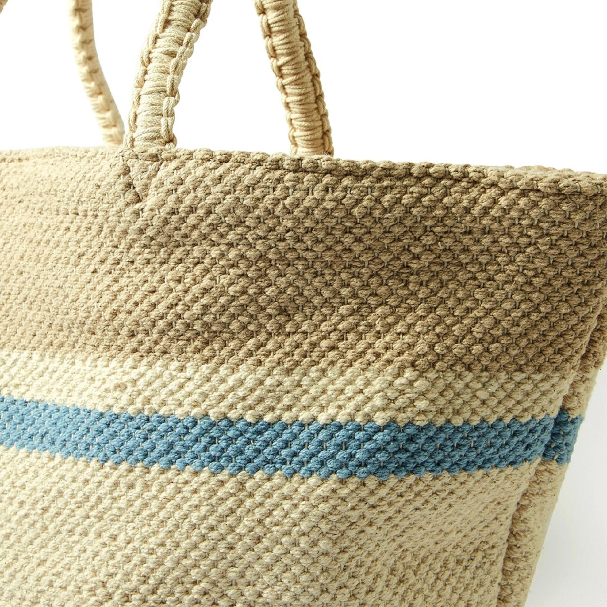 Accessorize London Women's Cotton Blue Stripe handheld Bag