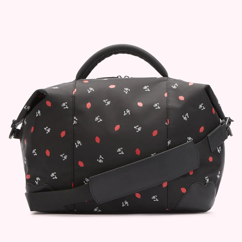 BLACK LG LOGO AND LIPS PRINT FENELLA