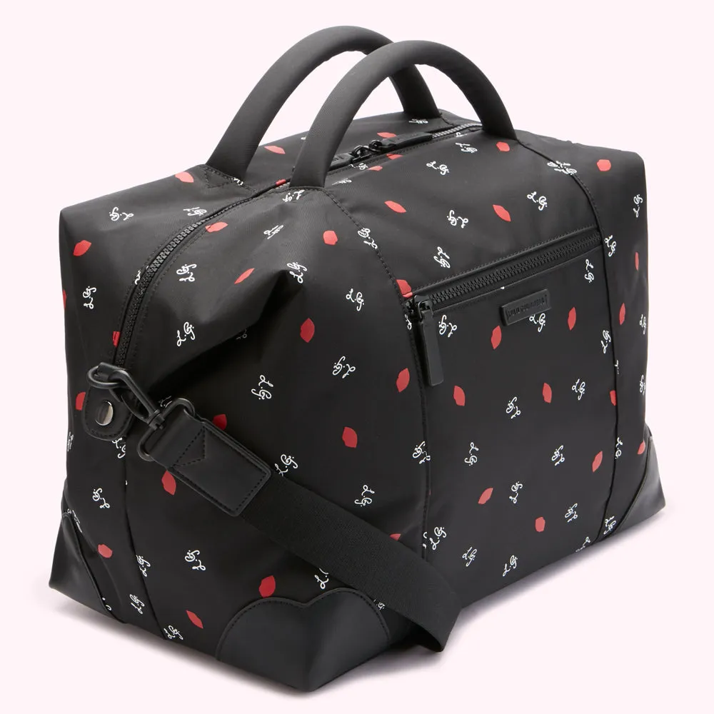 BLACK LG LOGO AND LIPS PRINT FENELLA