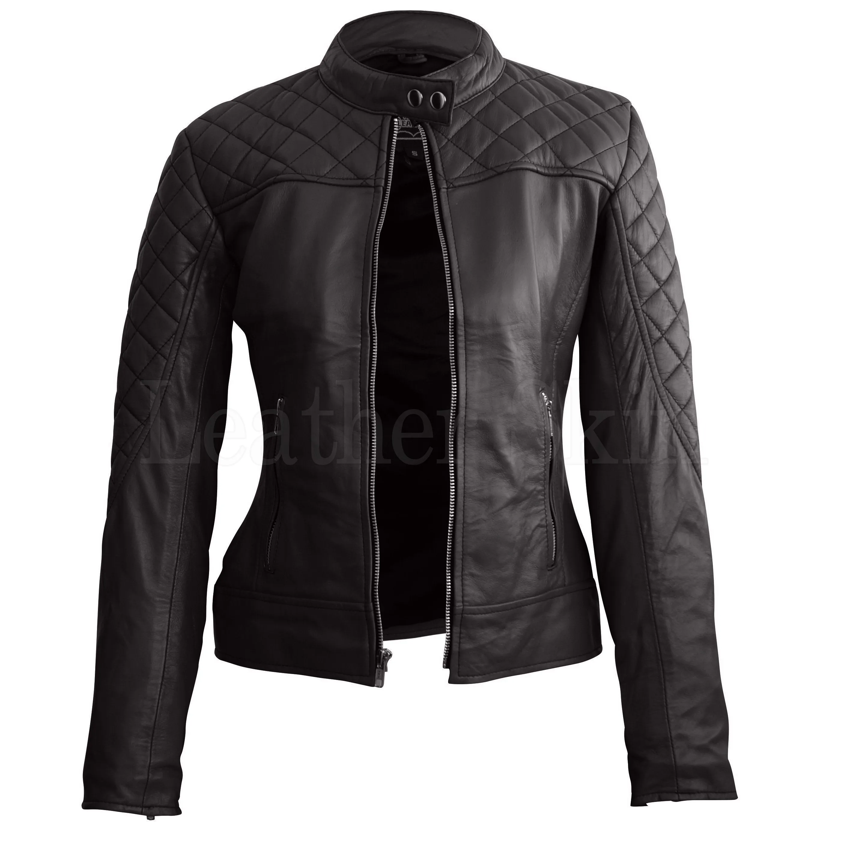 Black Quilted Genuine Leather Jacket