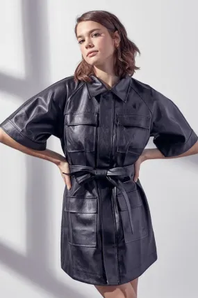 Charlee PU Faux Leather Wrap Jacket Dress *limited*