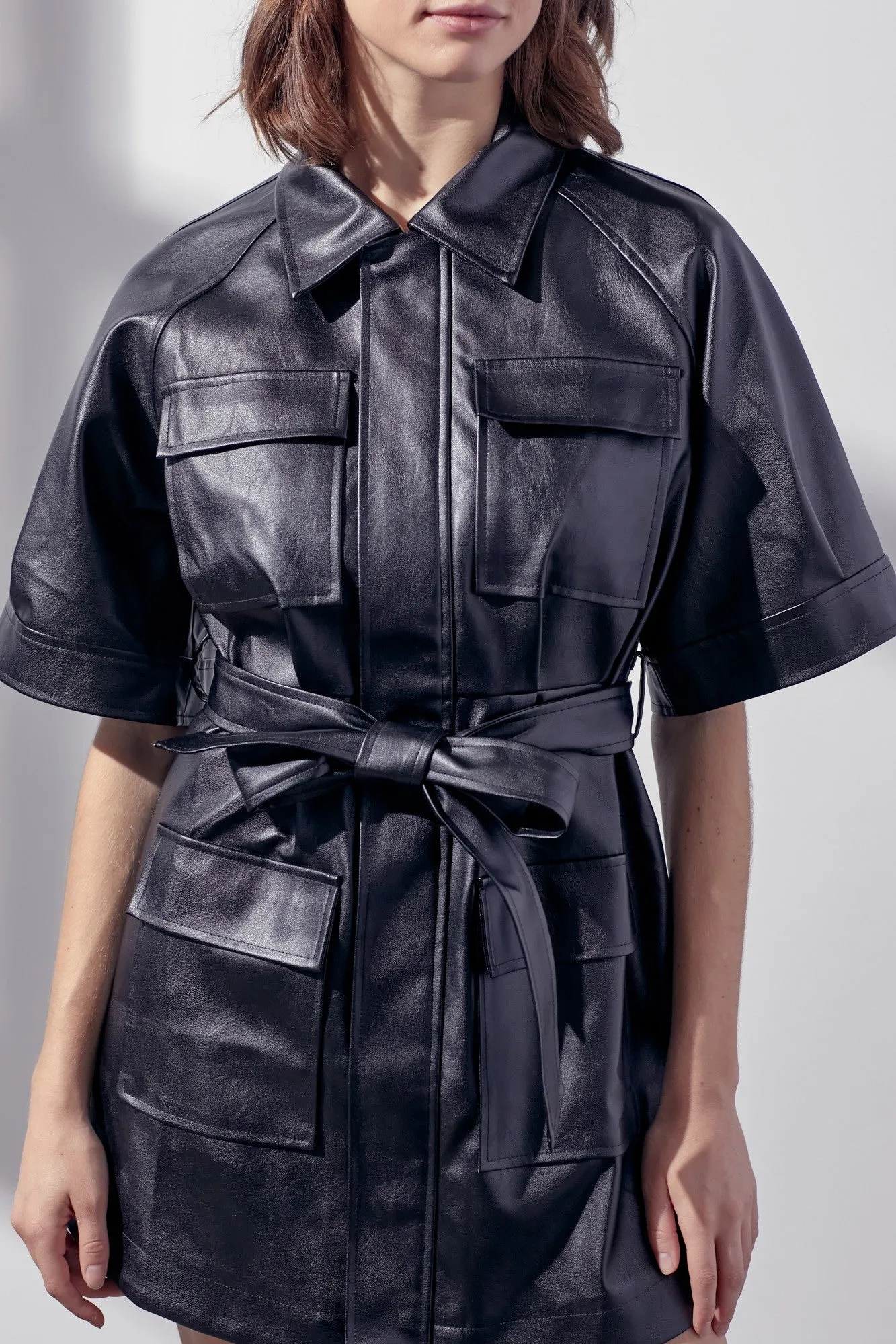 Charlee PU Faux Leather Wrap Jacket Dress *limited*