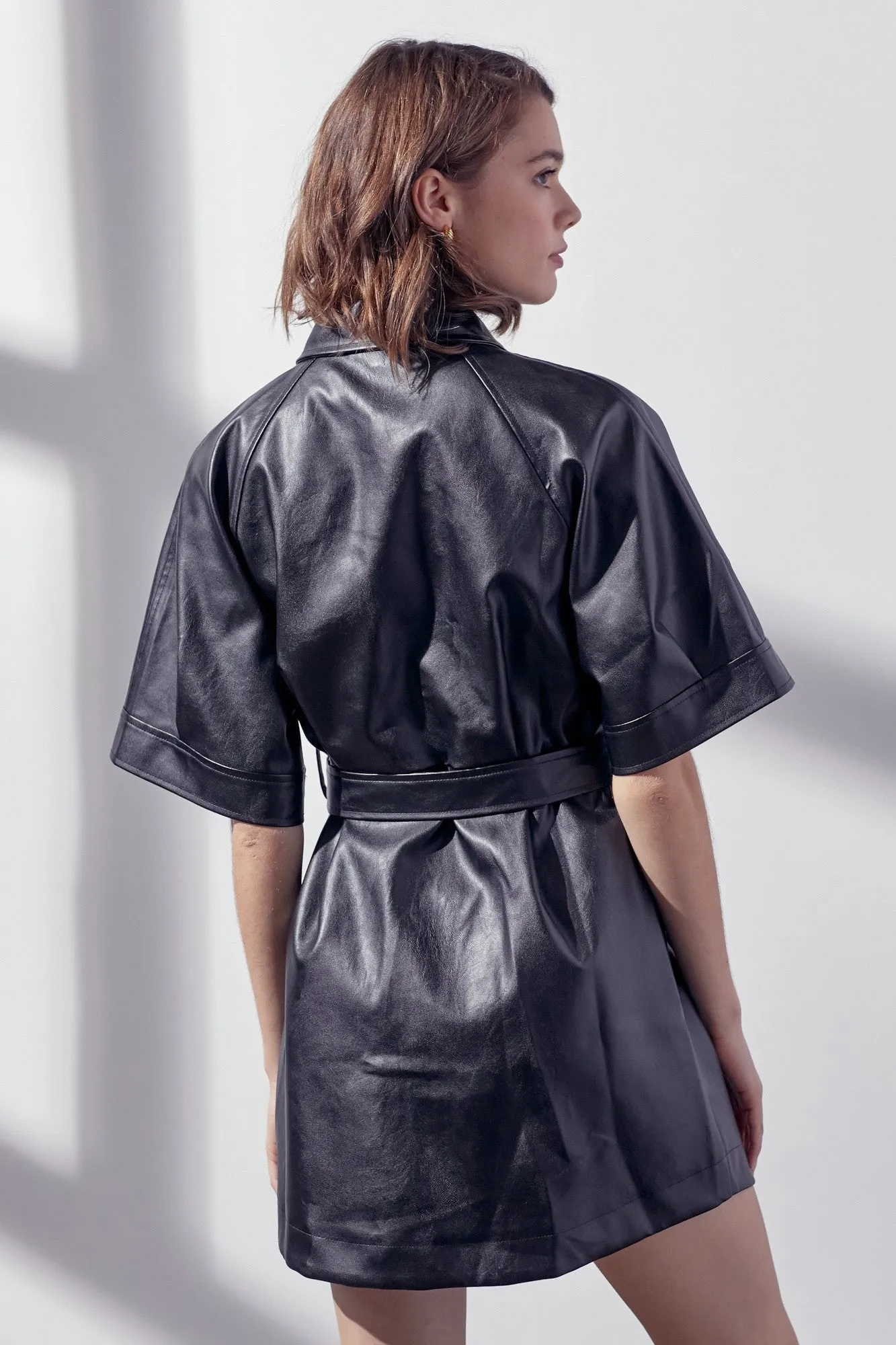 Charlee PU Faux Leather Wrap Jacket Dress *limited*