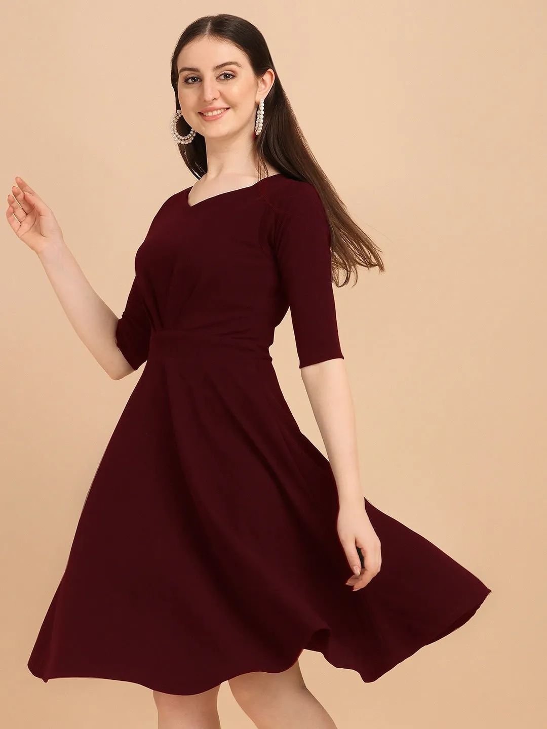 Classic Knit Fit & Flare Mini Dress
