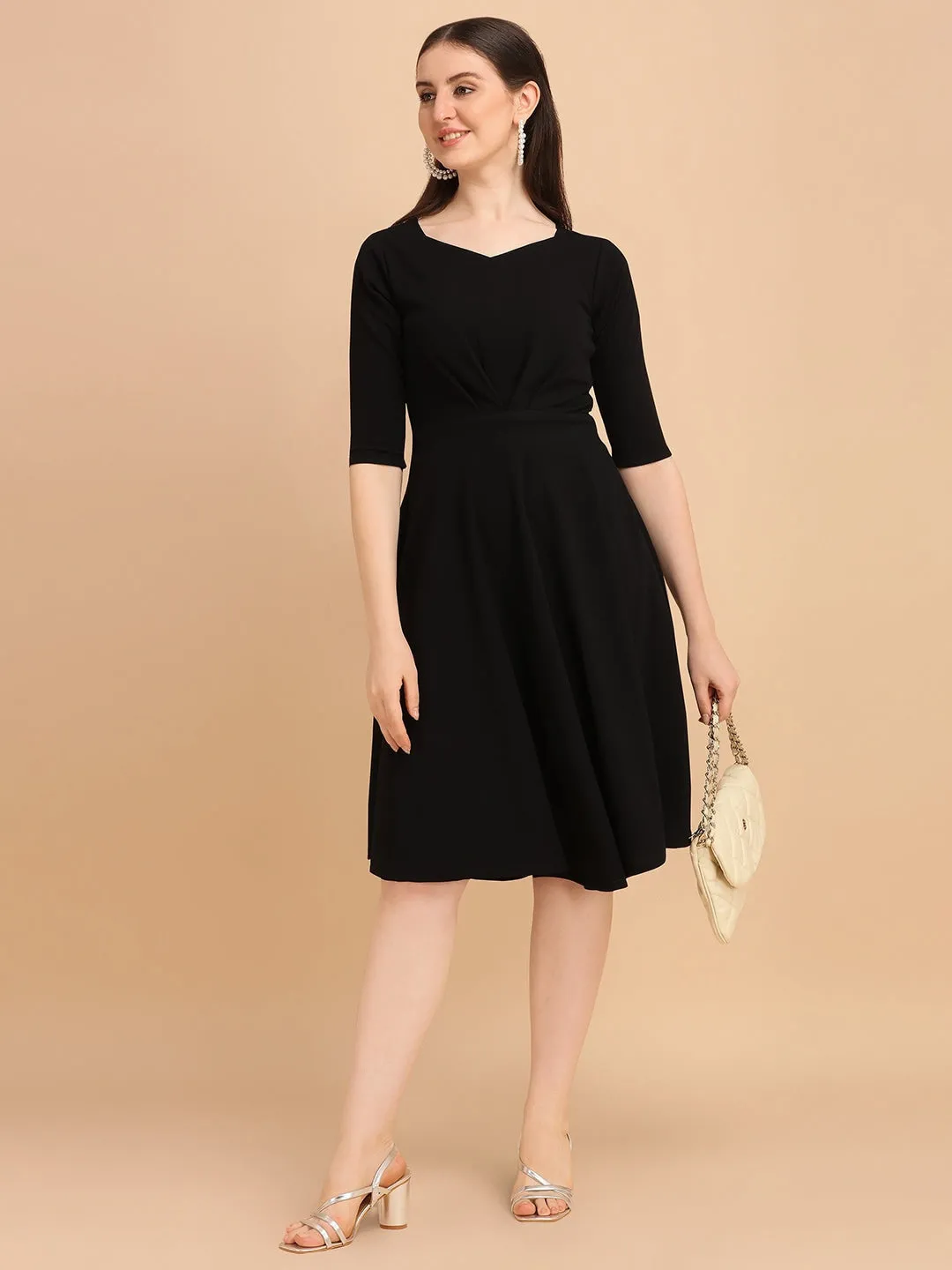 Classic Knit Fit & Flare Mini Dress