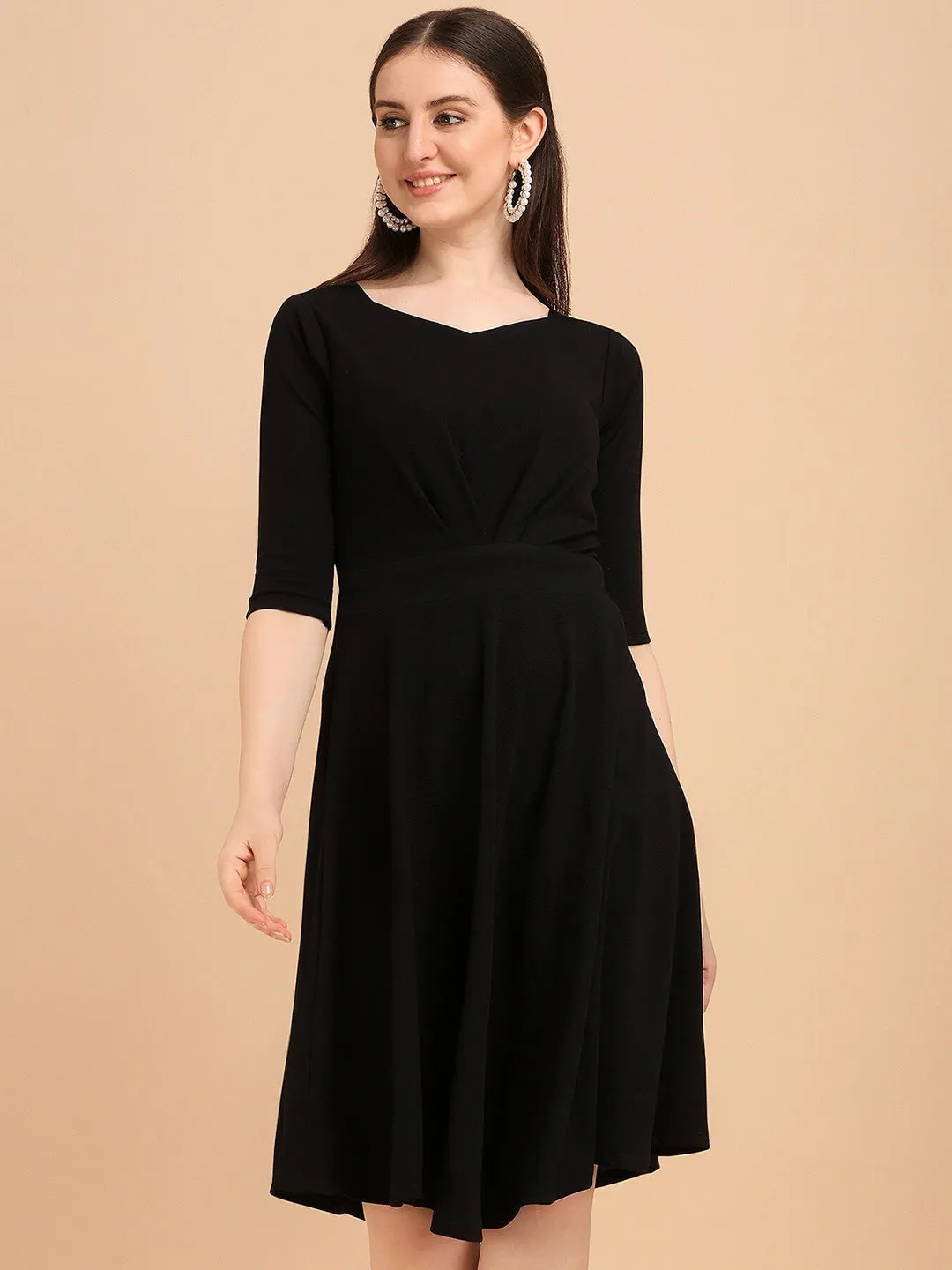 Classic Knit Fit & Flare Mini Dress
