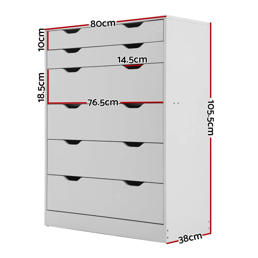 Contemporary 6 Chest Drawers Tallboy Storage - Artiss