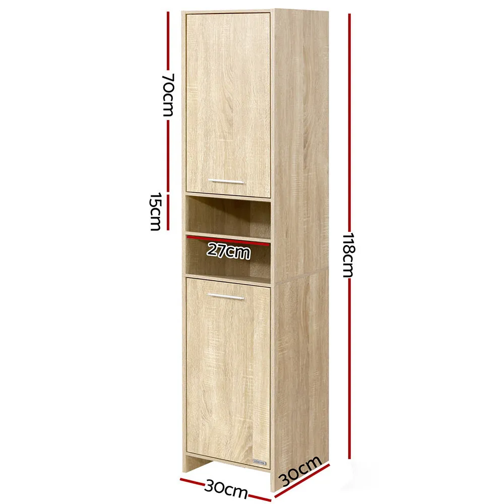 Contemporary Oak Tall Bathroom Storage Cabinet, Artiss