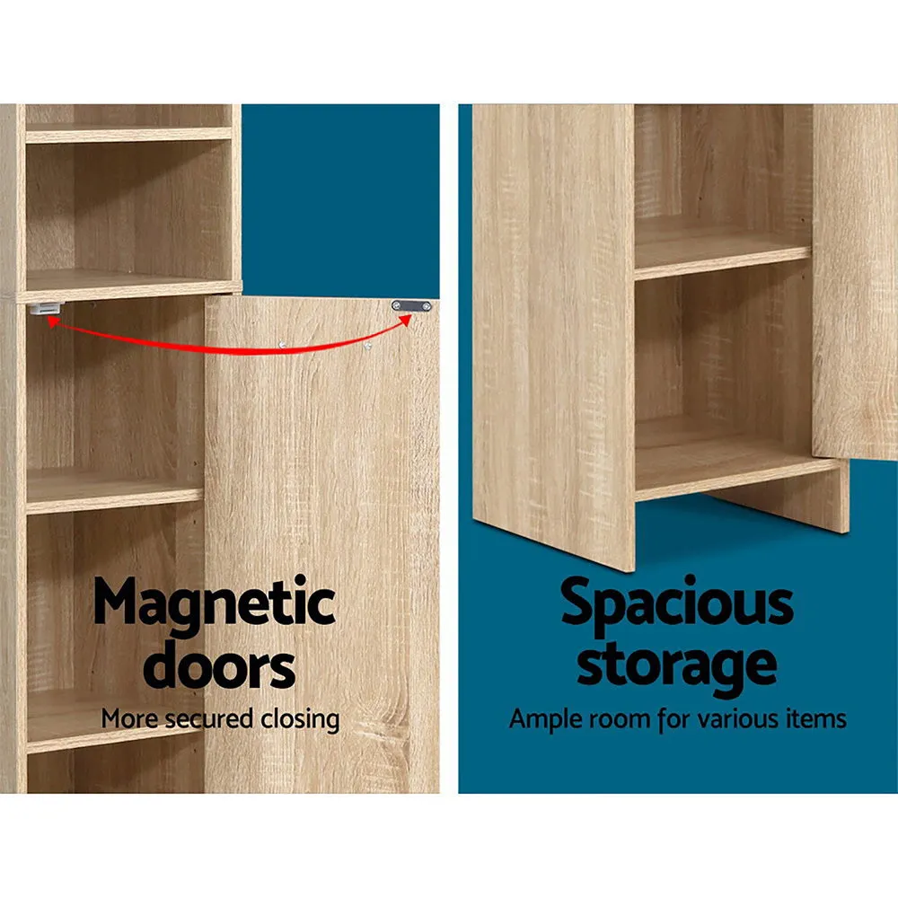 Contemporary Oak Tall Bathroom Storage Cabinet, Artiss