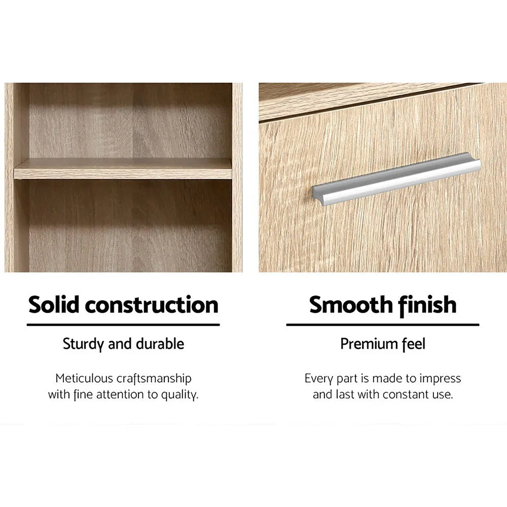 Contemporary Oak Tall Bathroom Storage Cabinet, Artiss