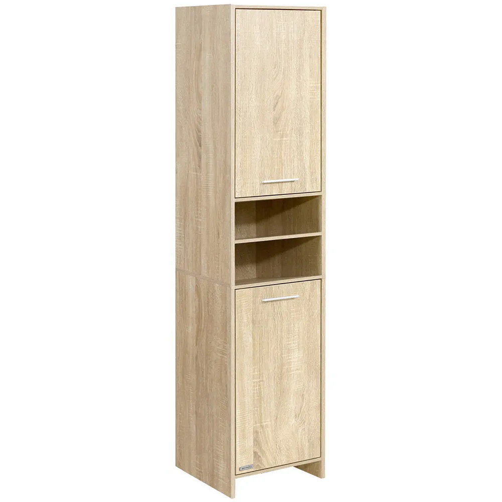 Contemporary Oak Tall Bathroom Storage Cabinet, Artiss