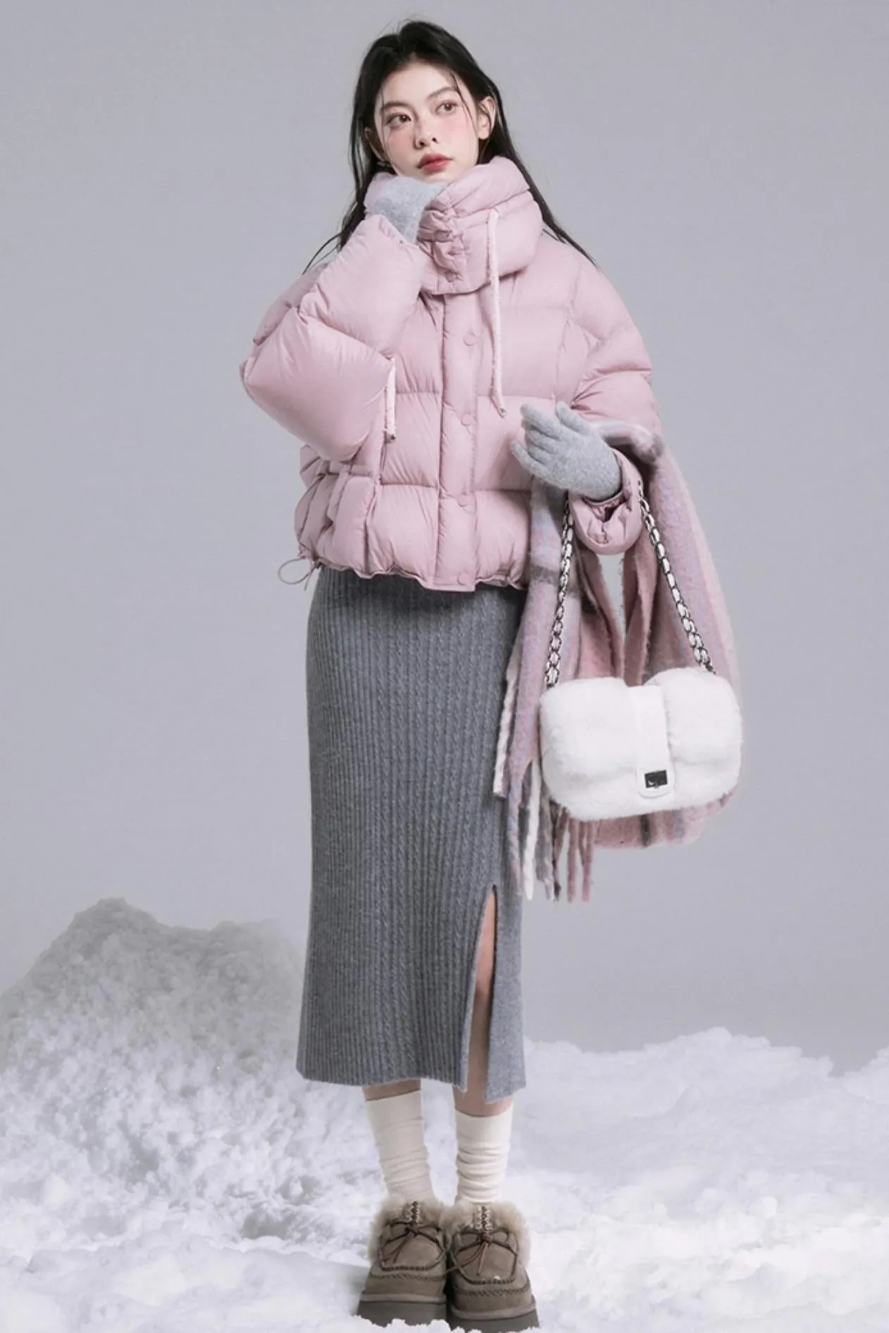 Curve-Shape Wool Knit Dress
