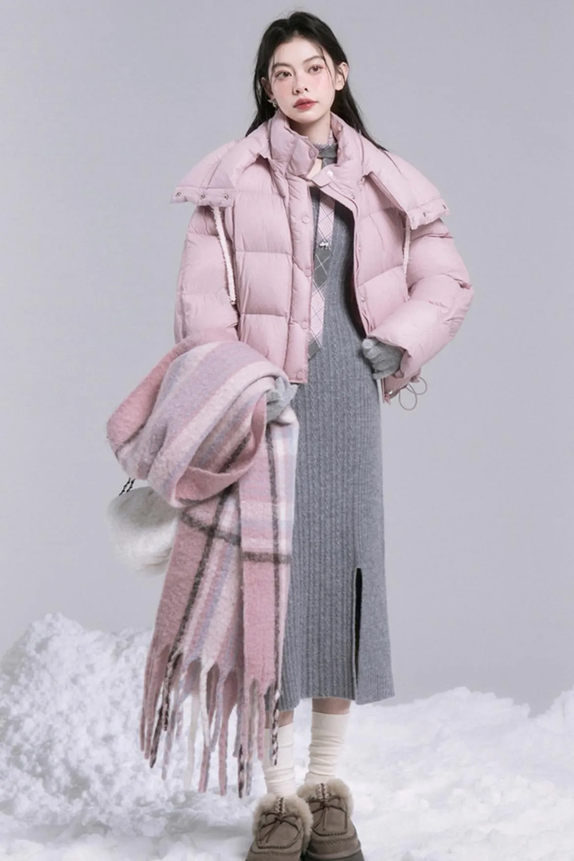 Curve-Shape Wool Knit Dress