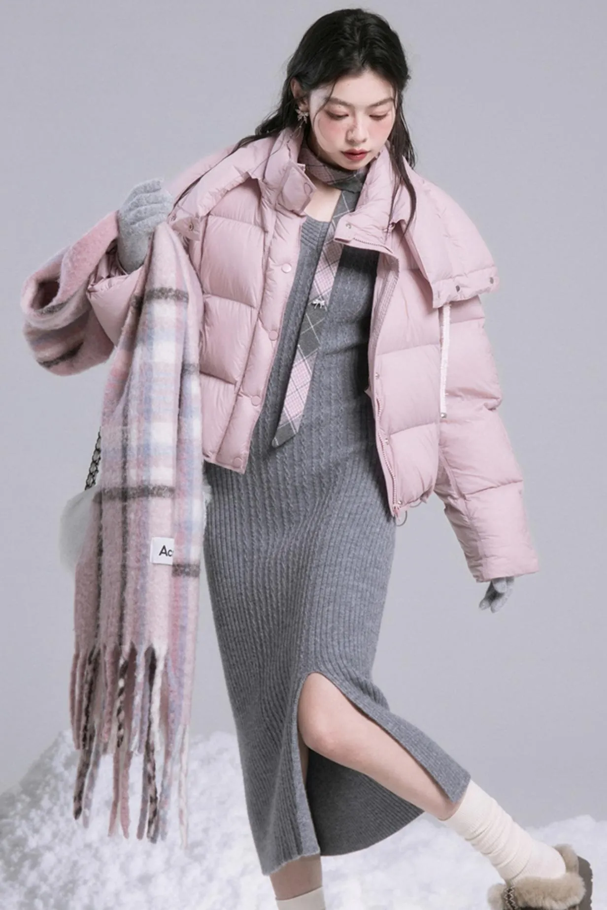 Curve-Shape Wool Knit Dress