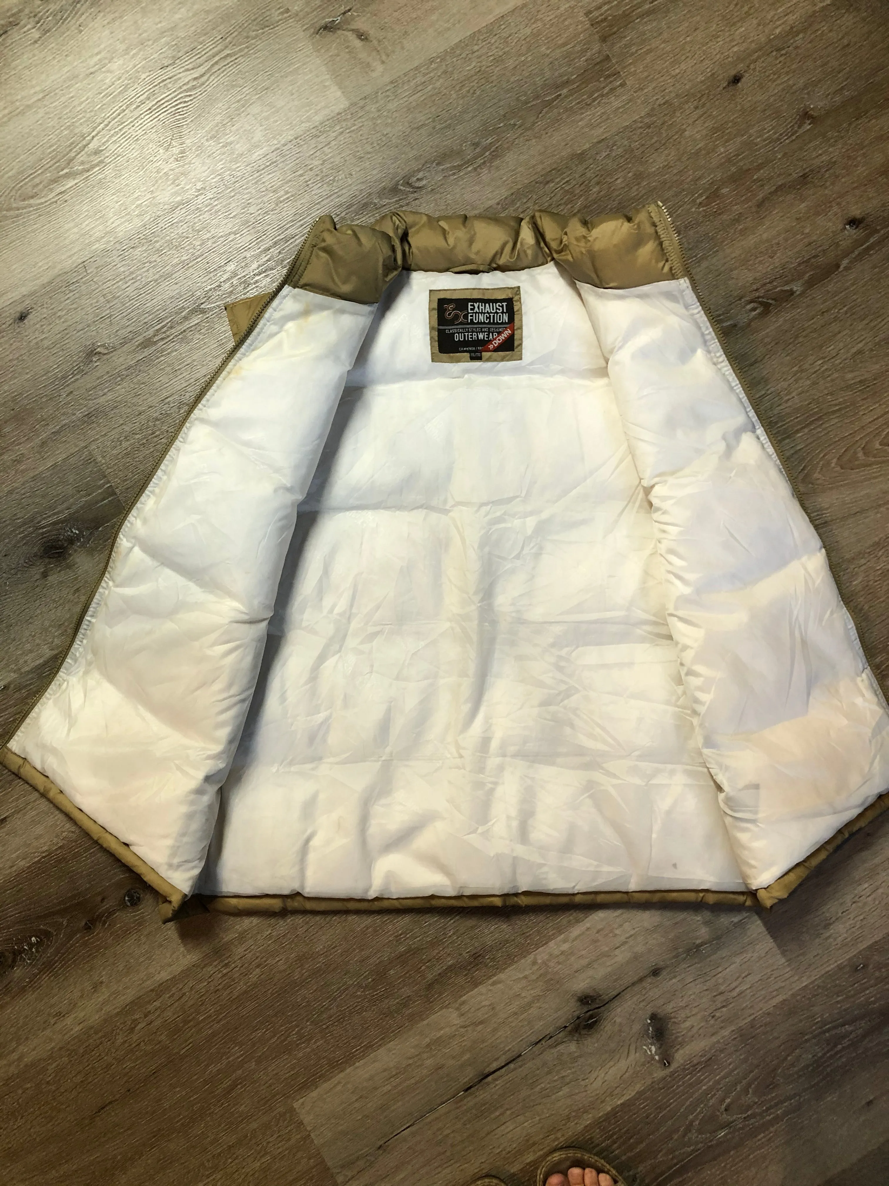Exhaust Function tan down filled puffer vest SOLD