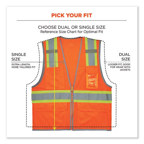 Glowear 8246z-s Single Size Class 2 Two-tone Mesh Vest, Polyester, 3x-large, Orange