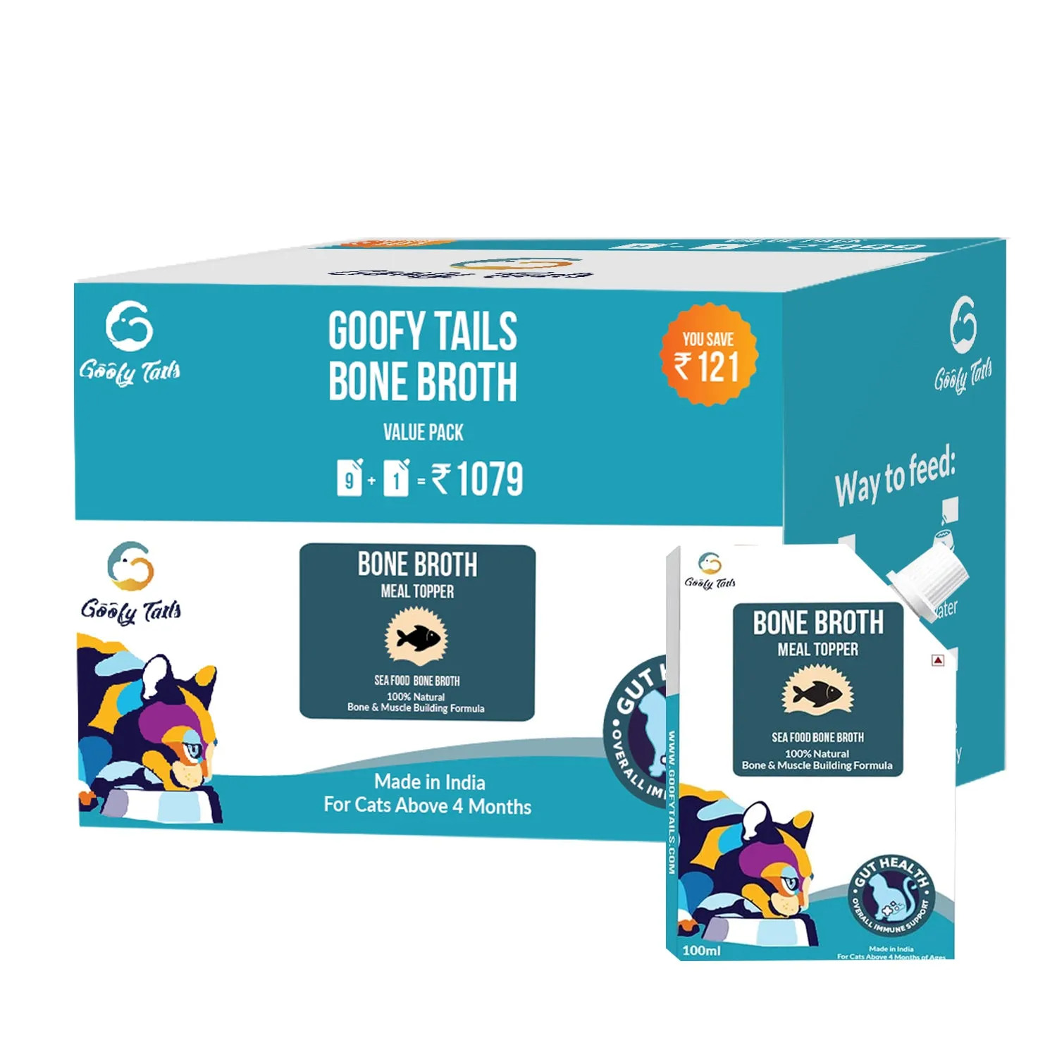 Goofy Tails  Bone Broth for Cats (Value Pack 9 1)