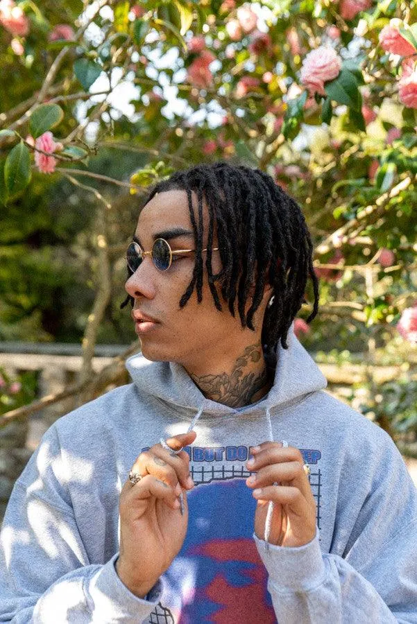 Heavyweight Hoodie in Grey With Lost in Motion Print