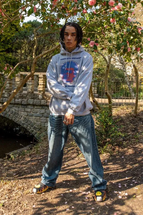 Heavyweight Hoodie in Grey With Lost in Motion Print