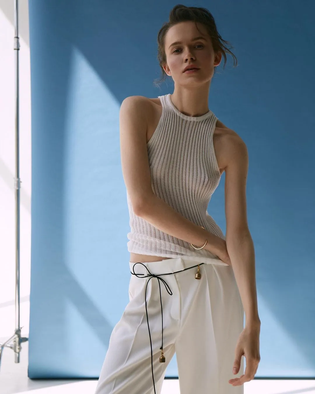 Knitted Vest Summer Sexy Sexy Sunken Stripe Hollow Out Cutout Vest Slim Sleeveless Knitted Top