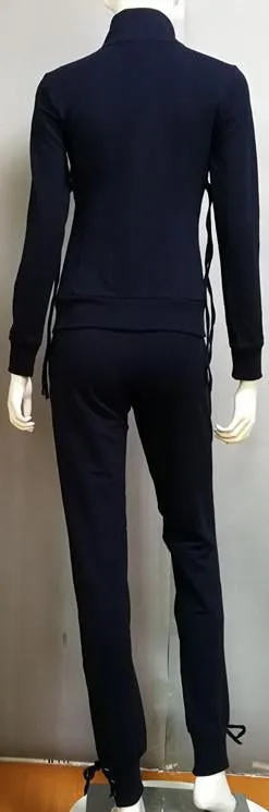 Lace-up Tracksuit - Navy Blue, Black, Grey, or Army Green