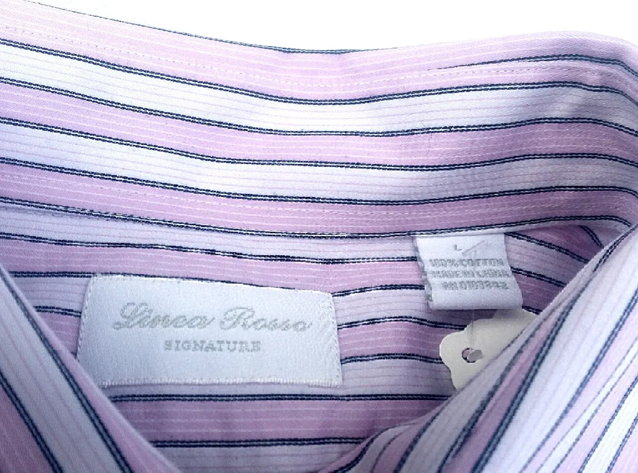 Linea Rossa Signature Pink Stripe Cotton Dress Shirt- size L