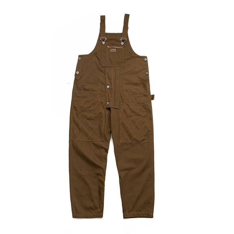 Man Fall Outfits Cargo Pants Overalls Men'S Casual Jumpsuit Solid Color Loose Worker Suspenders