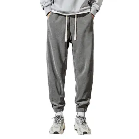 Mens Corduroy Pants Fleece-Lined Thickened Winter Ankle Banded Slacks Men's Chenille Sweatpants