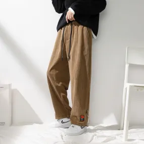 Mens Corduroy Pants Hong Kong Style Pants Men's Autumn Loose Sports Casual Pants