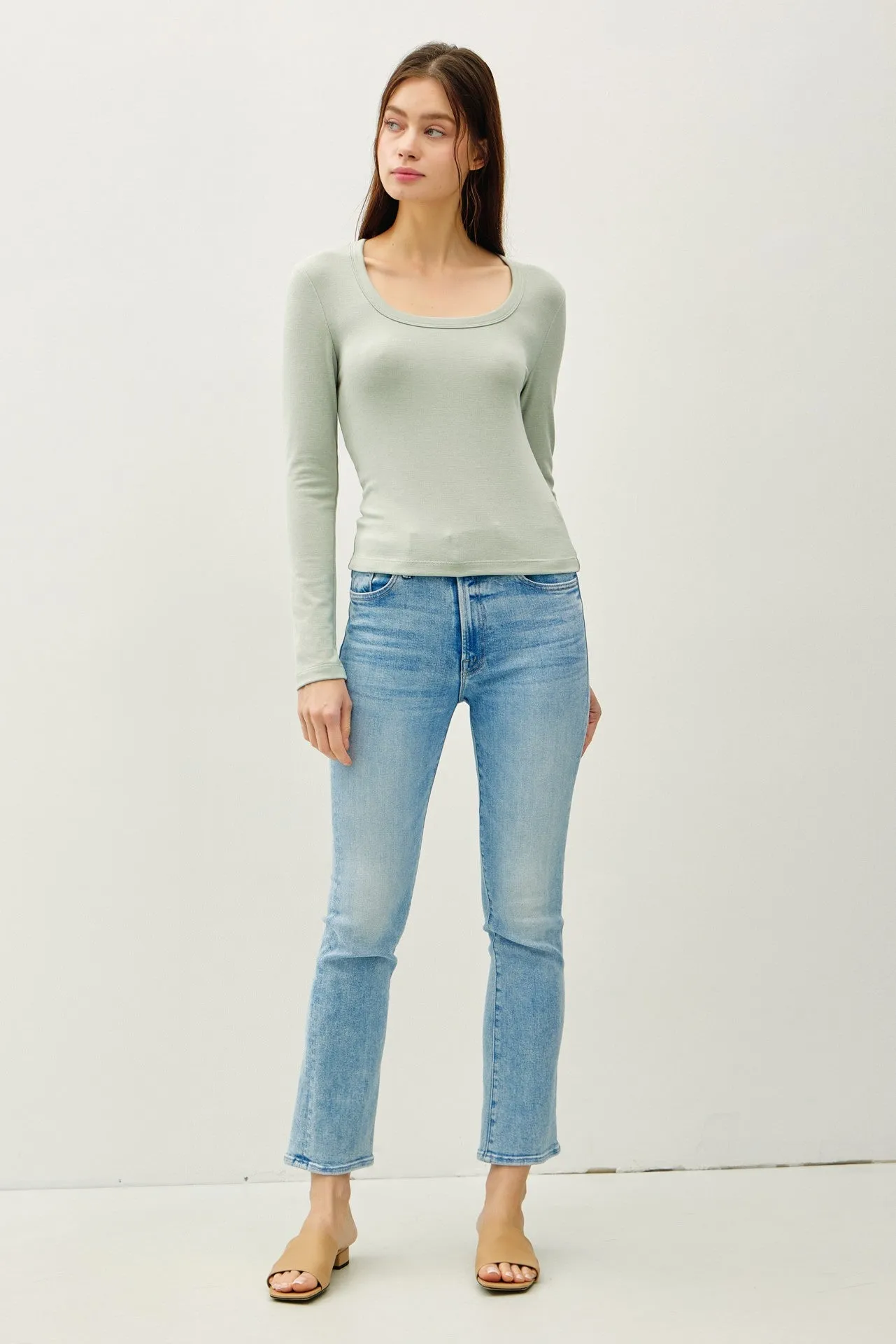 Molly Basic Scoop Neck Top, Sprout