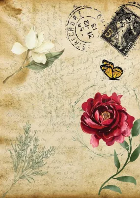 Old Postcard - A3 Rice Decoupage Paper