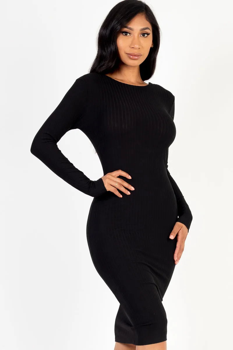 Ribbed Criss Cross Back Bodycon Midi Dress (CAPELLA)