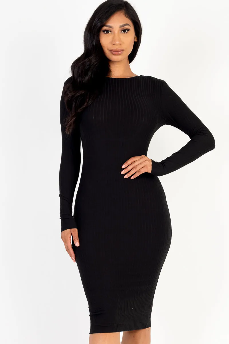 Ribbed Criss Cross Back Bodycon Midi Dress (CAPELLA)