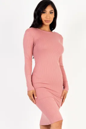 Ribbed Criss Cross Back Bodycon Midi Dress (CAPELLA)