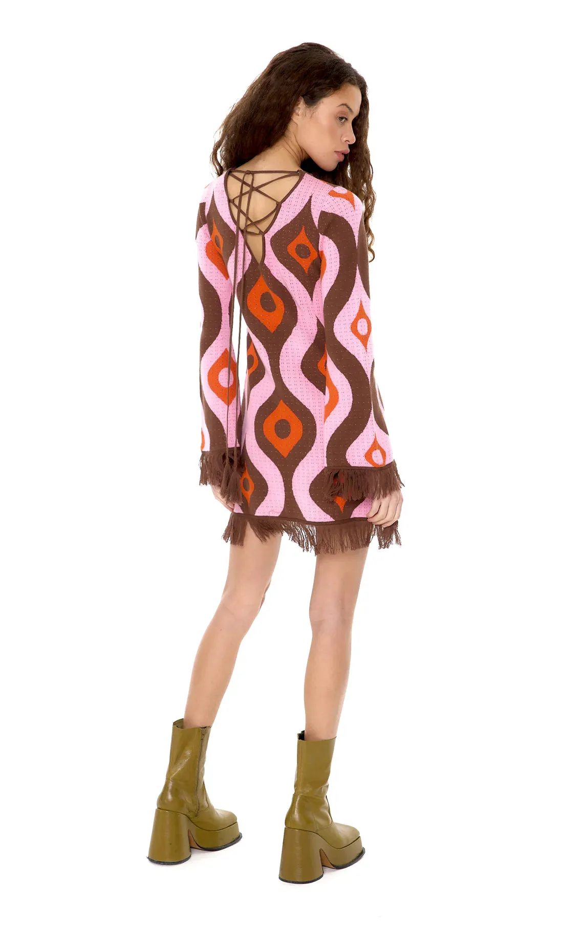 Sienna Fringe Knit Mini Dress