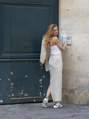 The linen skirt suit
