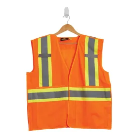 Tradesmax Pro Men's High Visibility Sleeveless Safety Vest with Reflective Bands, Orange
