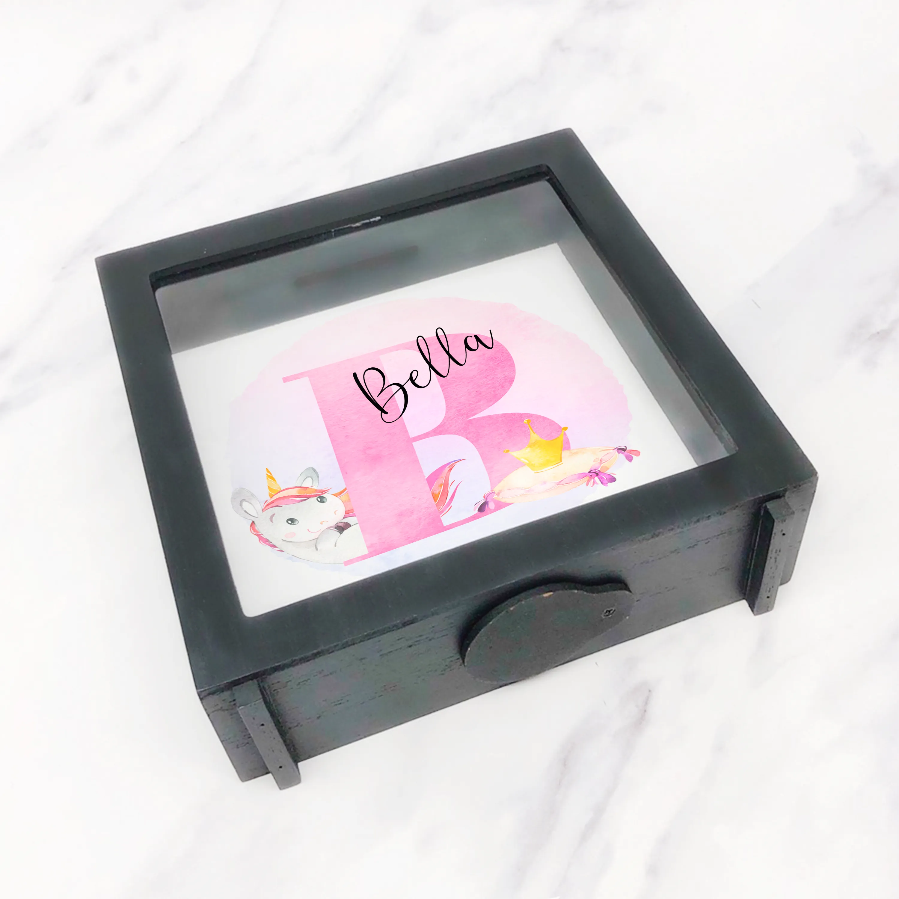 Unicorn Alphabet Personalised Money Box Frame