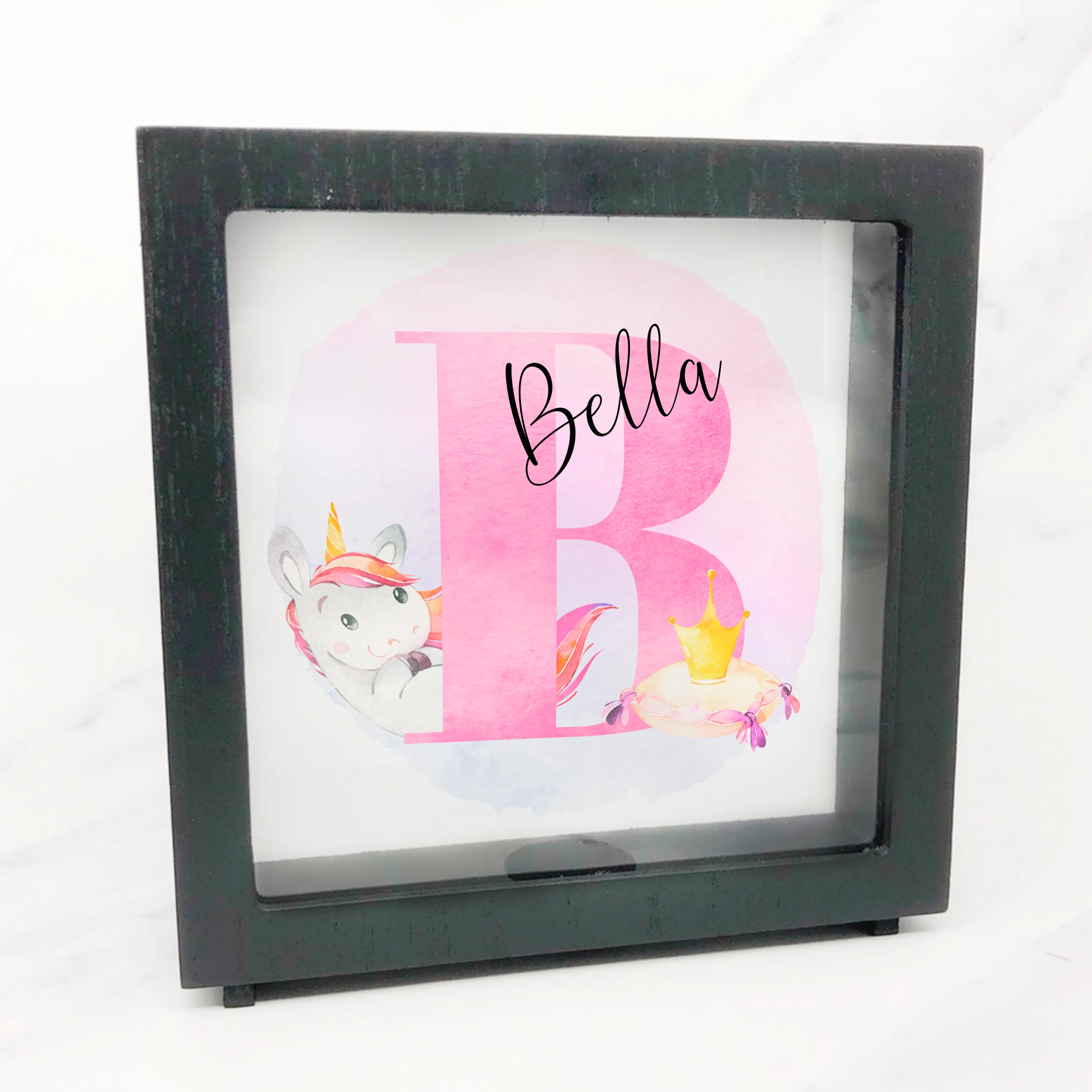 Unicorn Alphabet Personalised Money Box Frame