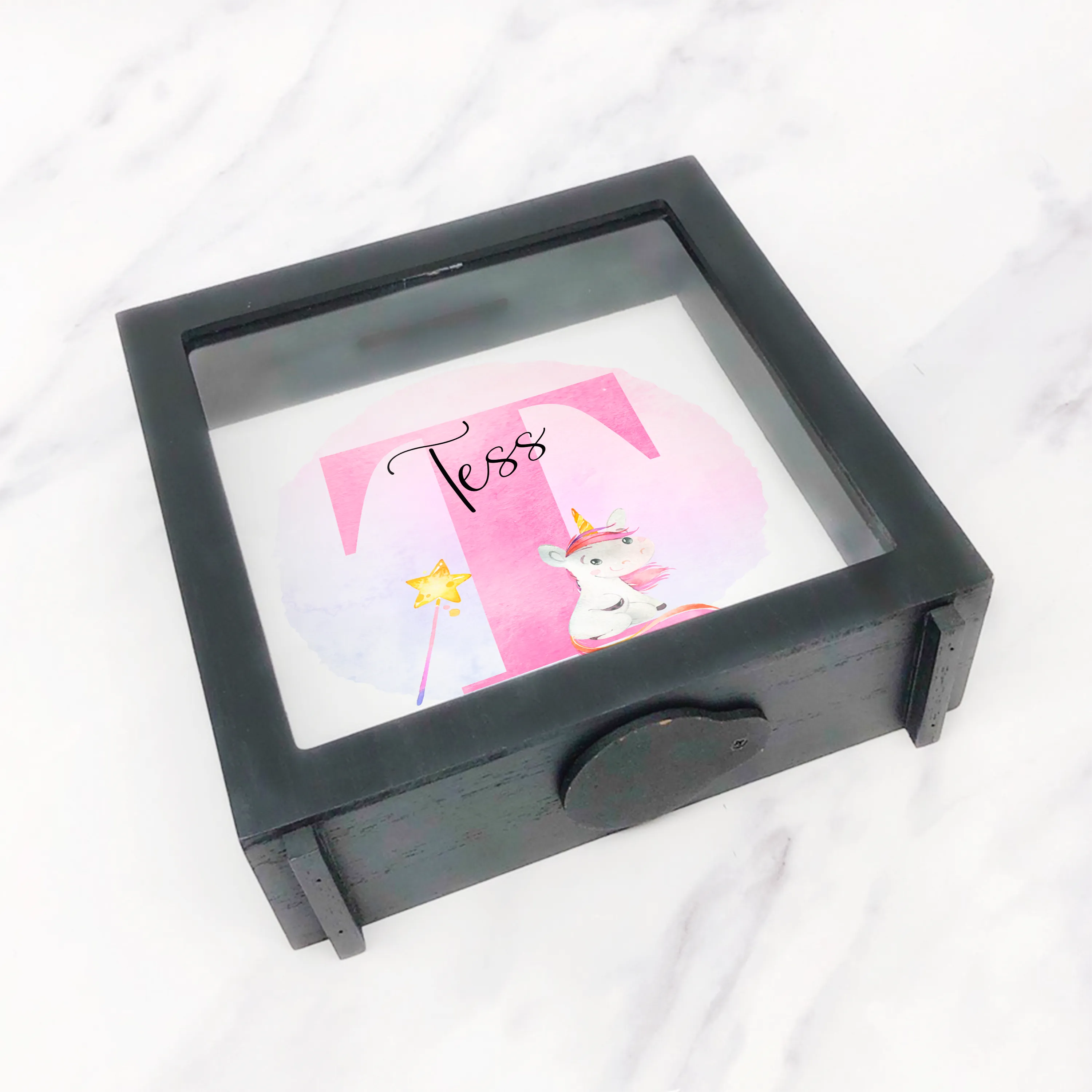 Unicorn Alphabet Personalised Money Box Frame