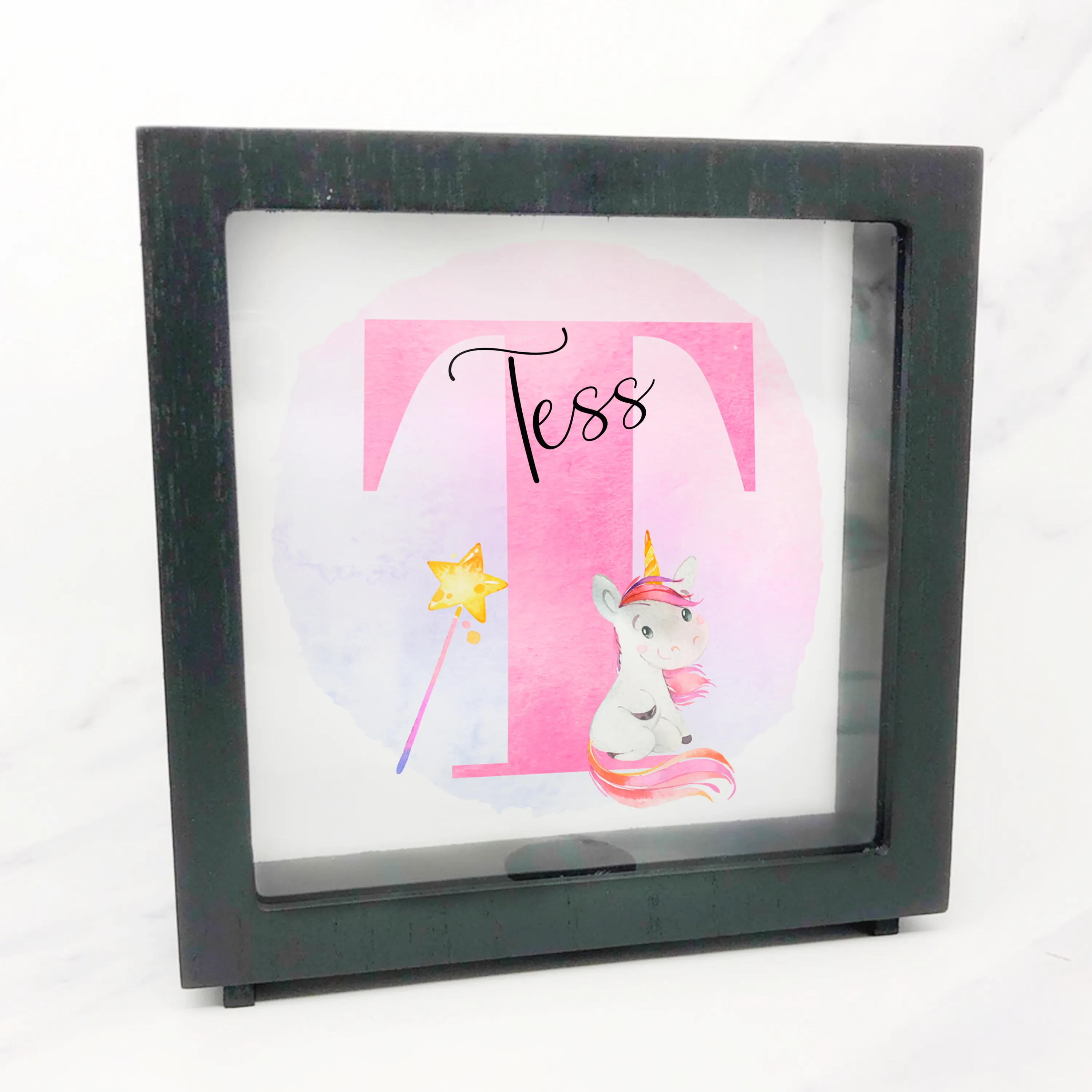 Unicorn Alphabet Personalised Money Box Frame