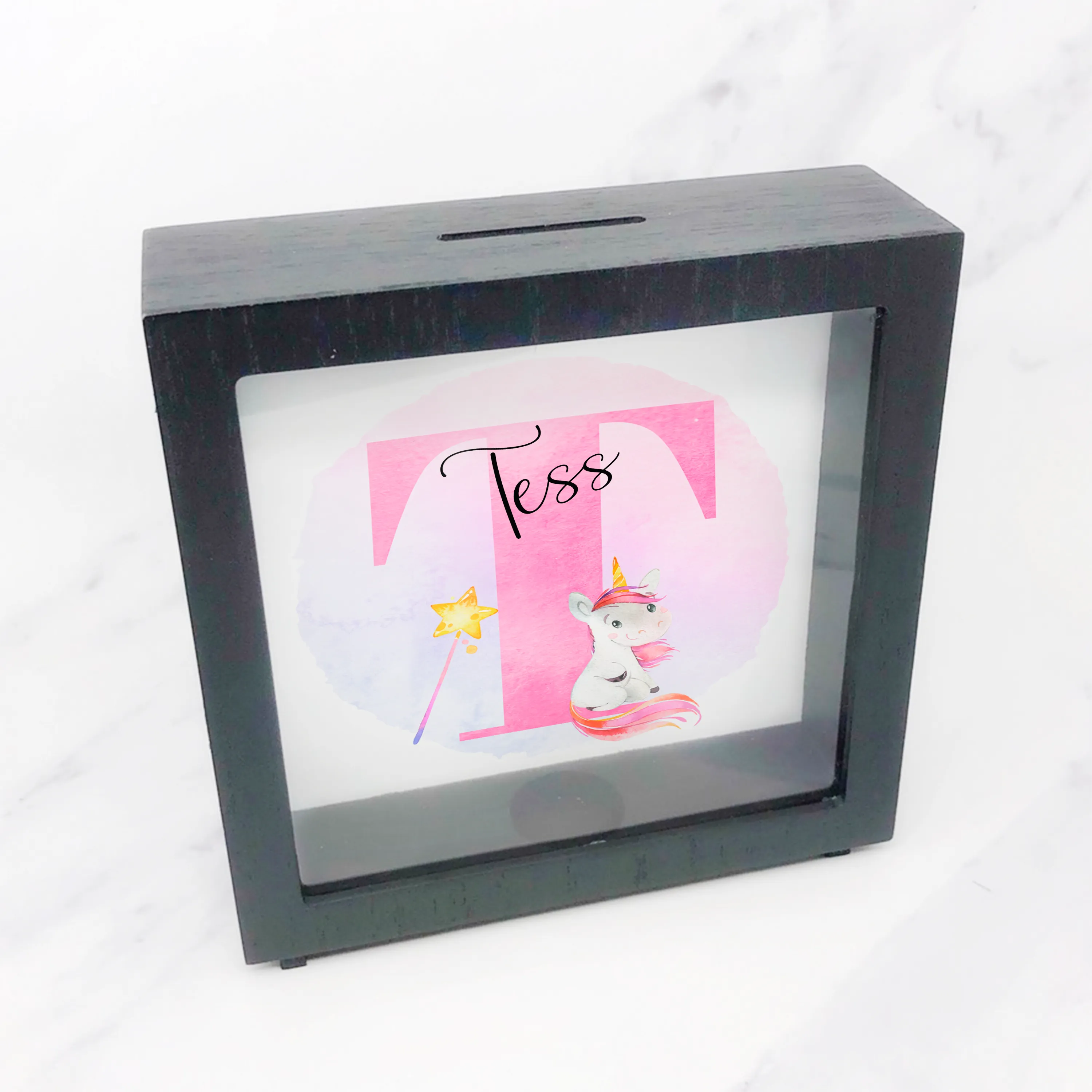 Unicorn Alphabet Personalised Money Box Frame