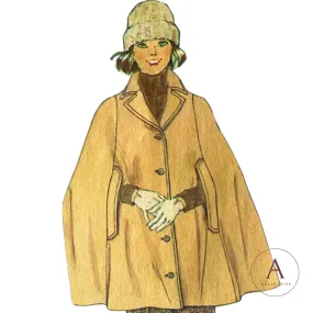 Vintage 1960s Pattern – 'Celeste' Cape Coat in Two Lengths  -  34"-36” (86.4cm-91.4cm)
