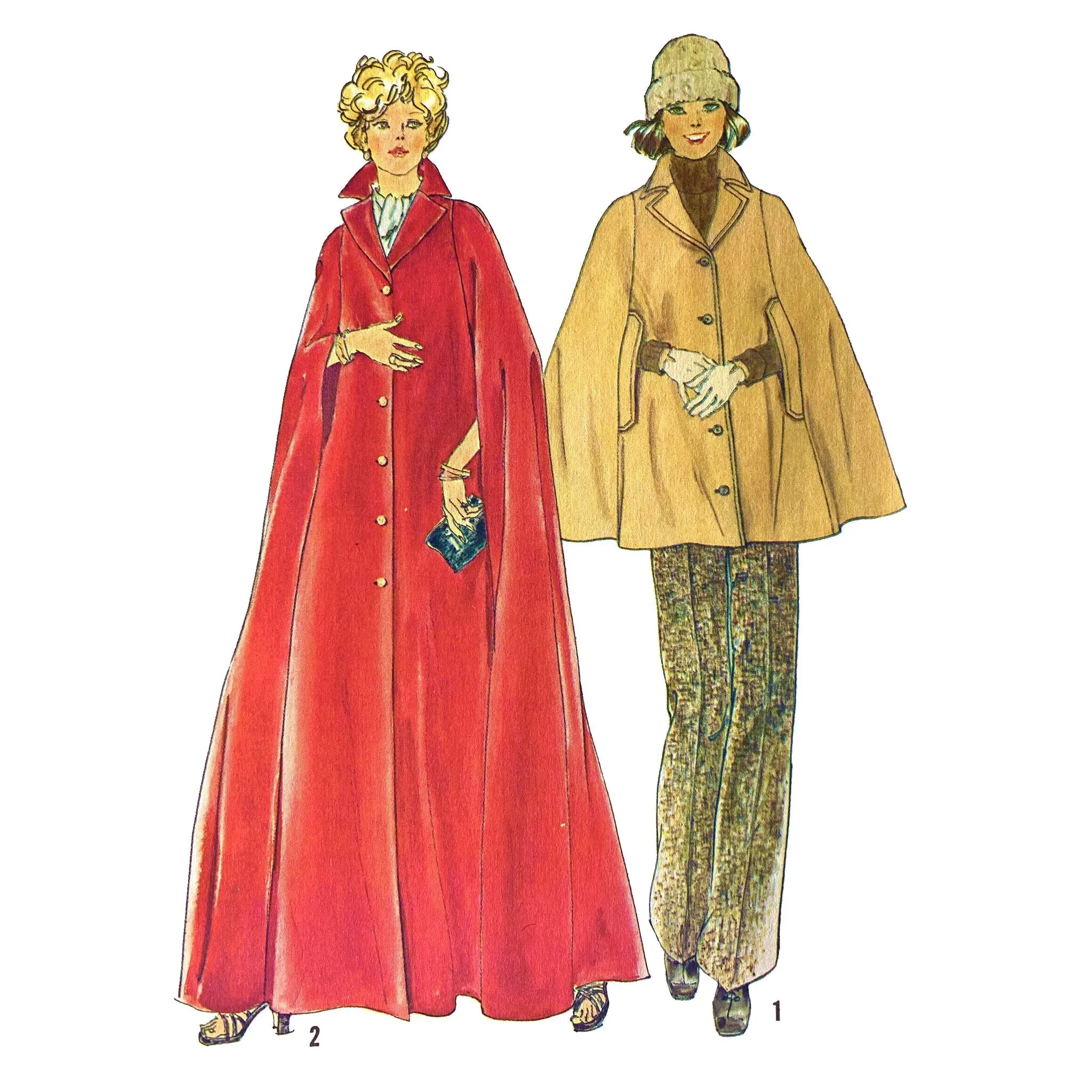 Vintage 1960s Pattern – 'Celeste' Cape Coat in Two Lengths  -  34"-36” (86.4cm-91.4cm)