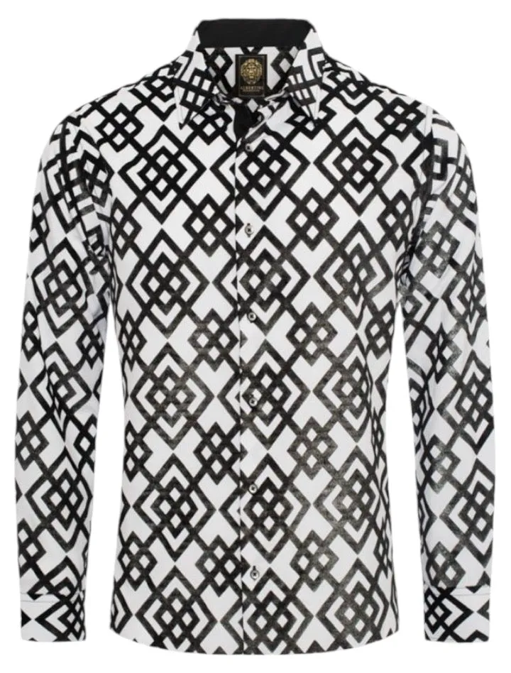 White Casual Fashion Designer Men's Long Sleeve Dress Shirt Regular-Fit Style No: 2430