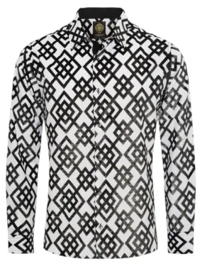 White Casual Fashion Designer Men's Long Sleeve Dress Shirt Regular-Fit Style No: 2430