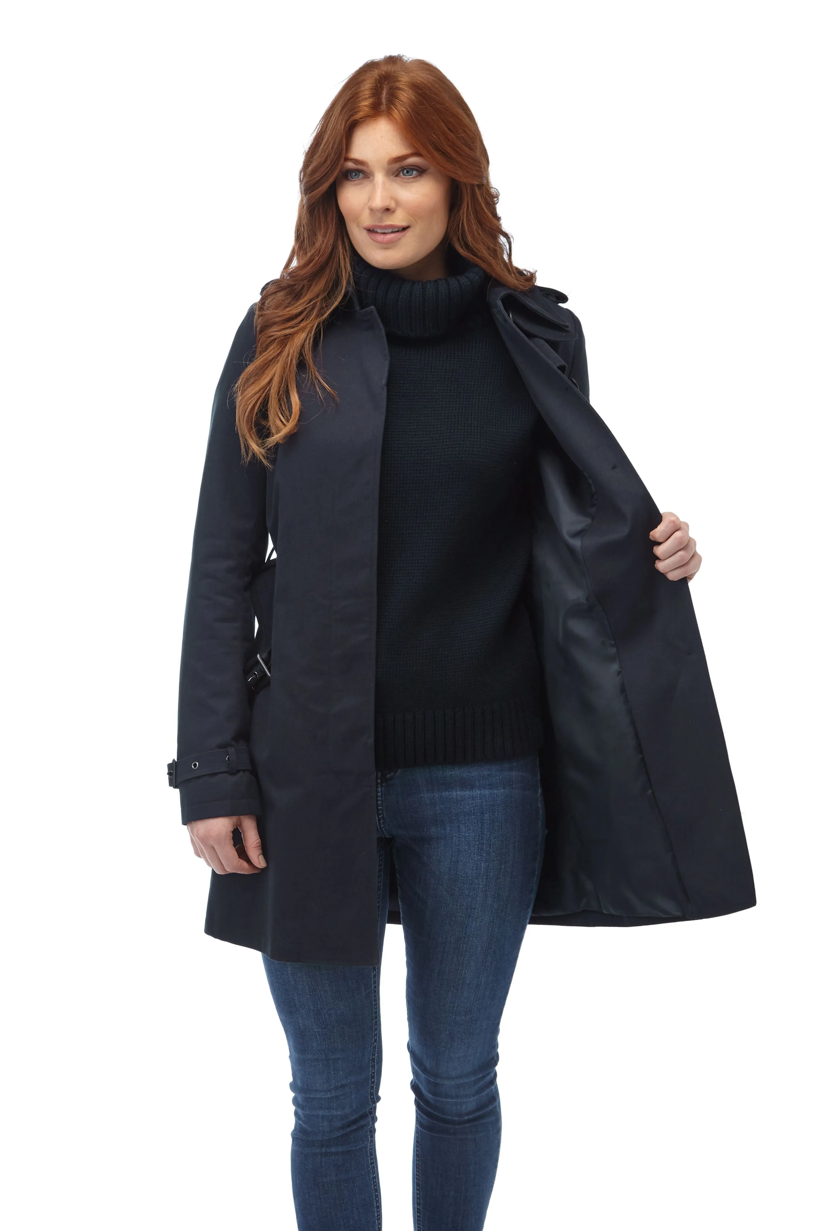 Women's Windsor Trench Rain Coat - Navy