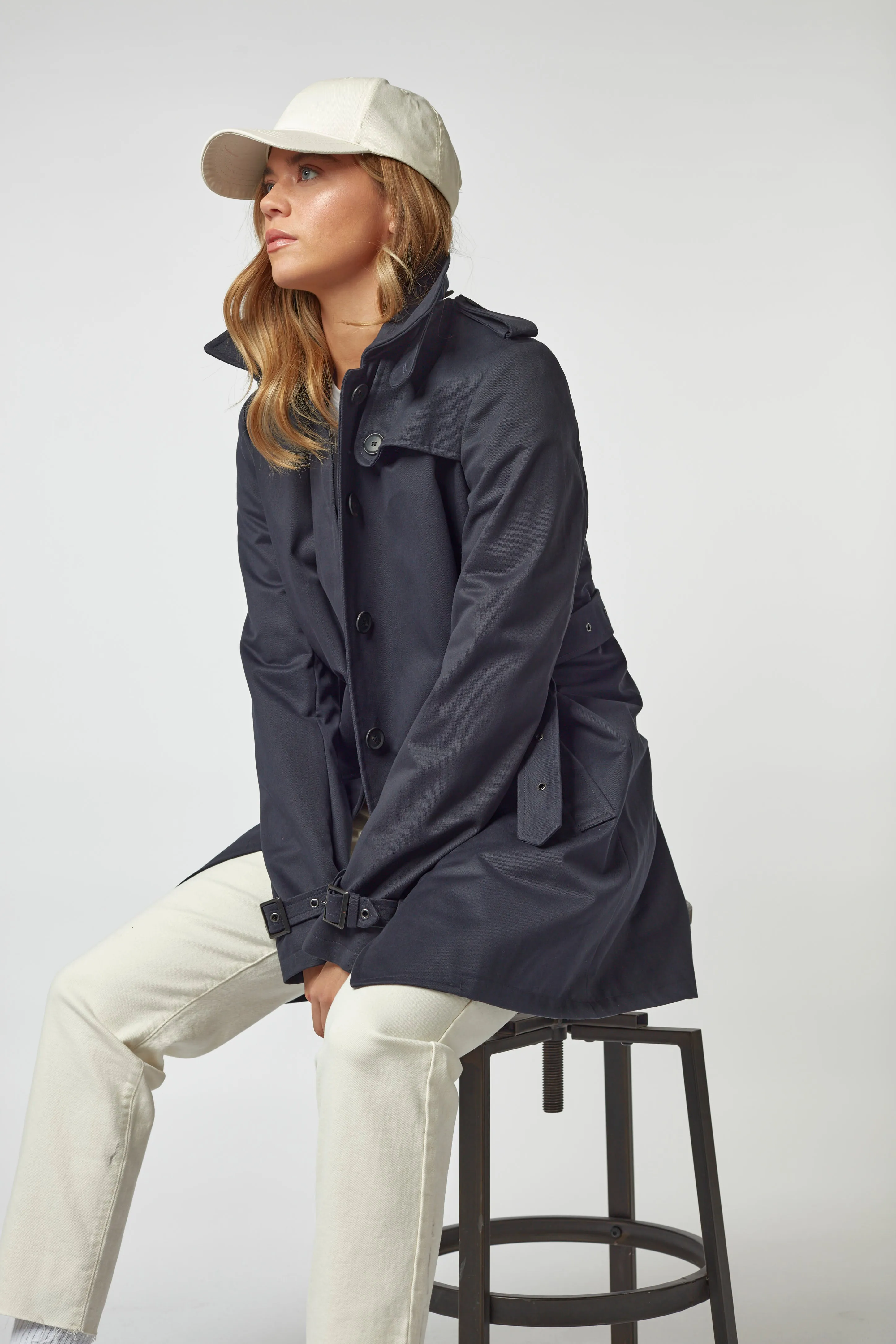 Women's Windsor Trench Rain Coat - Navy